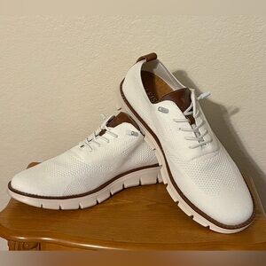 Breeze White Knit Oxford Shoes with Brown Trim